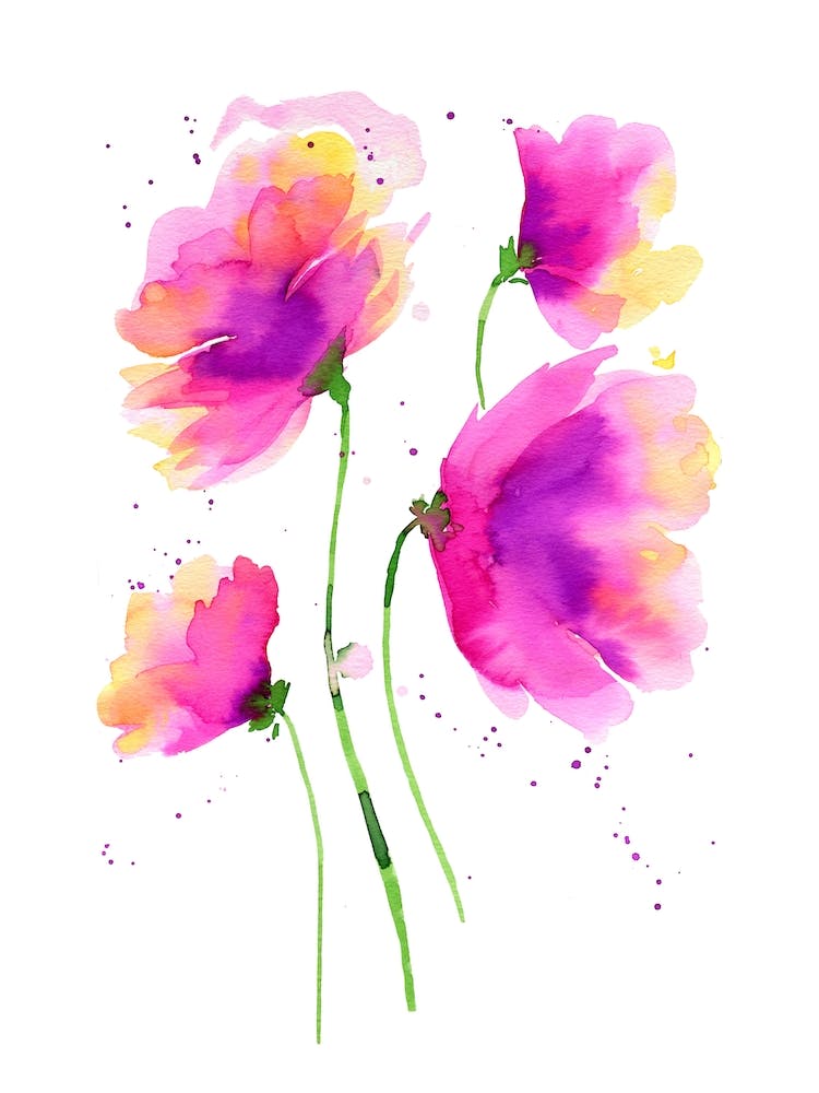 Abstract Poppies Pink I