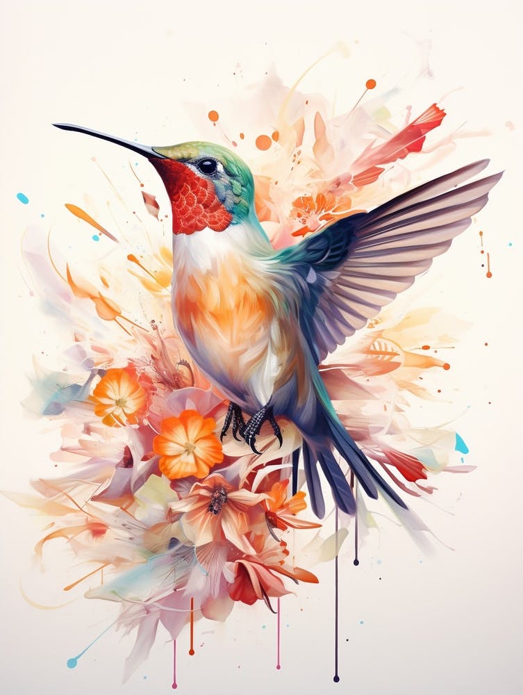 Bird Painting Collage Hummingbird 2