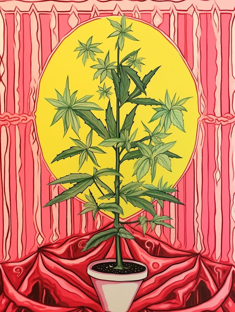 Pinke und Rote Pflanzenillustration Dracaena Lemon Lime 1