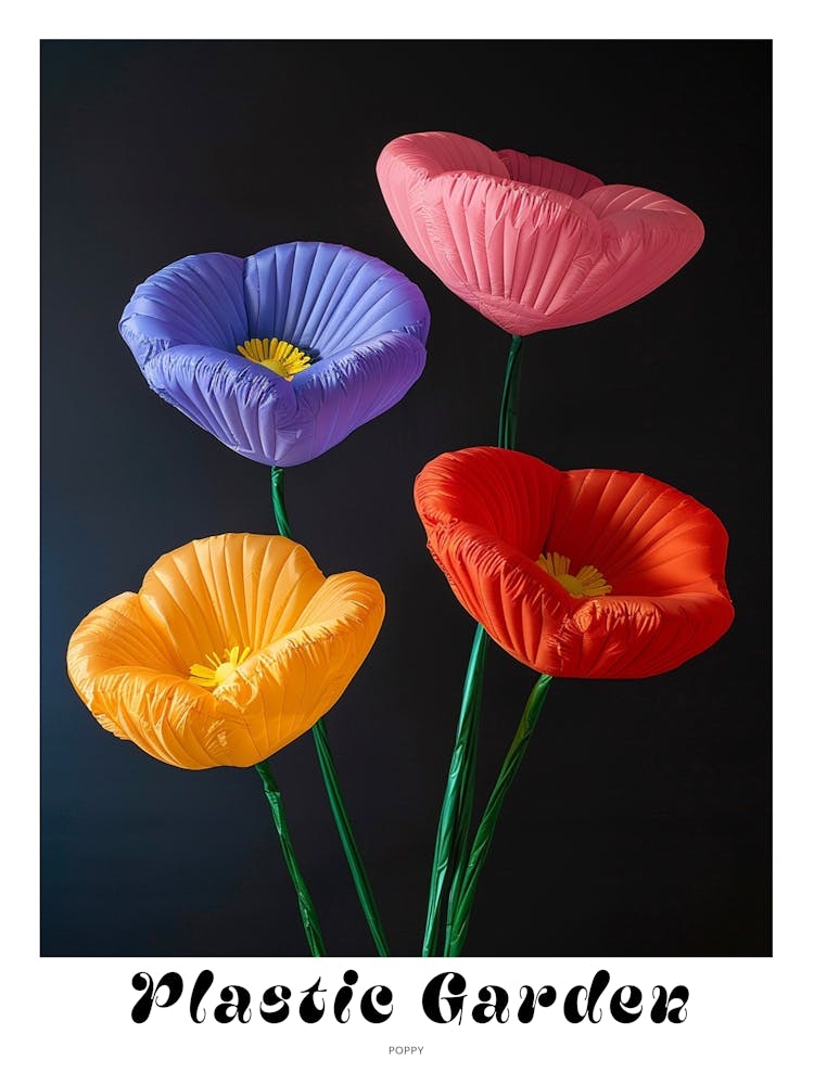 Helle aufblasbare Blumen Poster Mohn 3