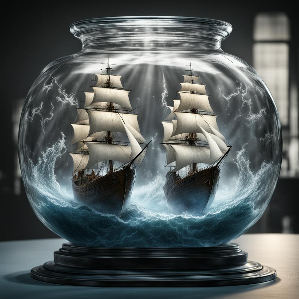 Two Ships In A Crystal Jar Digital Art.