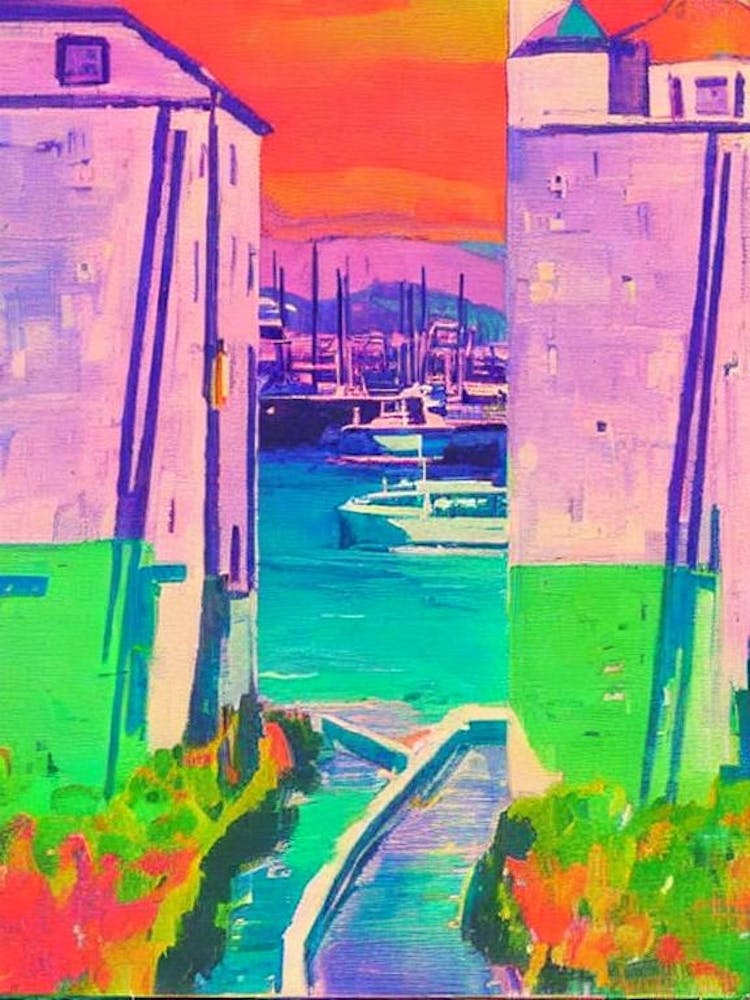 Port Of St John'S Canada Retro Risograph Print 1 harbour