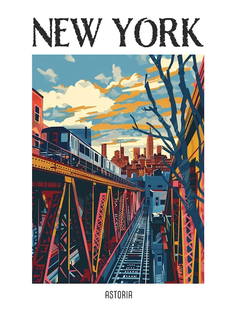 Astoria New York Colourful Silkscreen Illustration 2 Poster