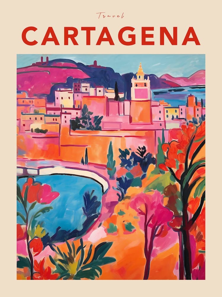 Cartagena Spain 2 Fauvist Travel Poster