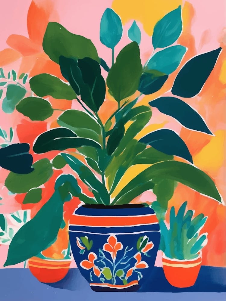 Big Plant in a Colorful Pot