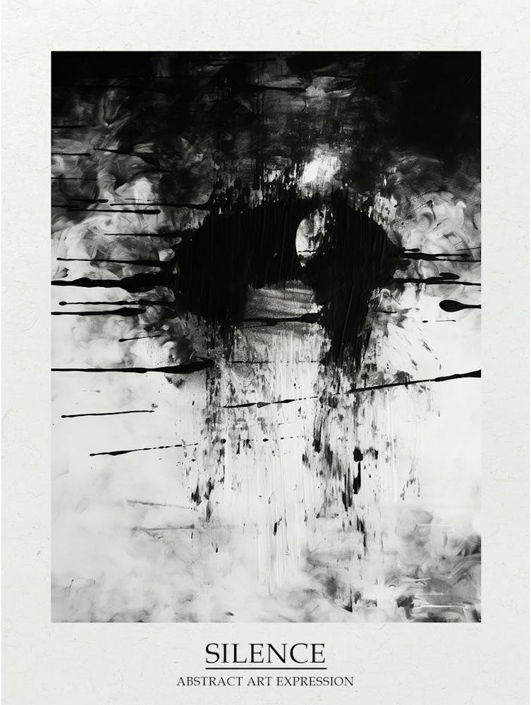 Silence Abstract Black And White 15 Poster
