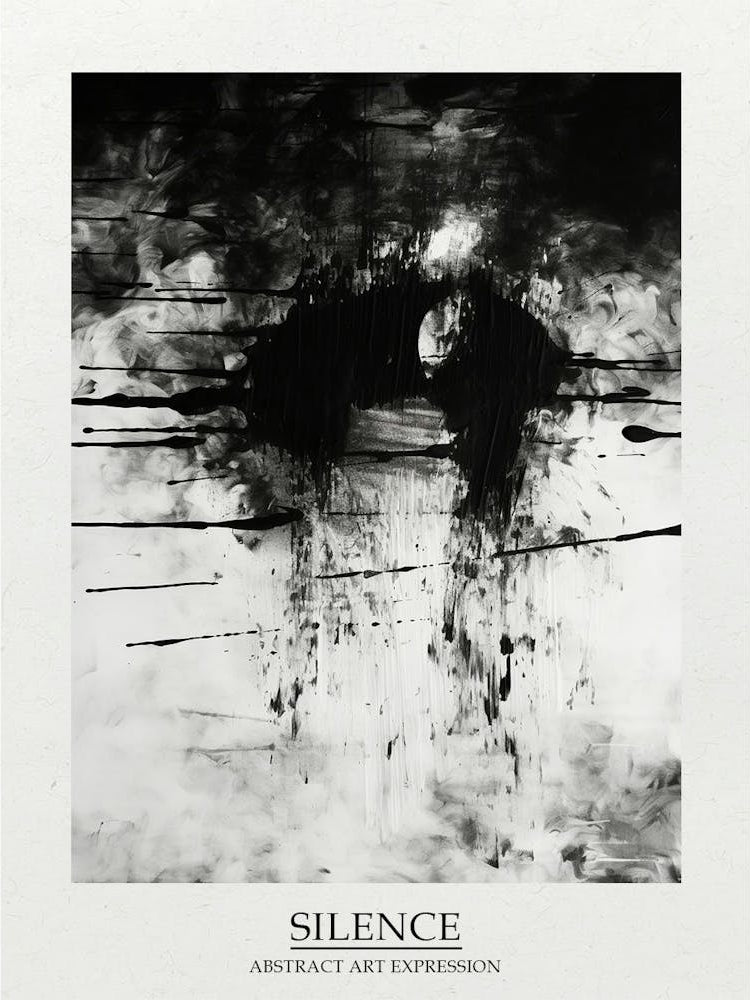Silence Abstract Black And White 15 Poster