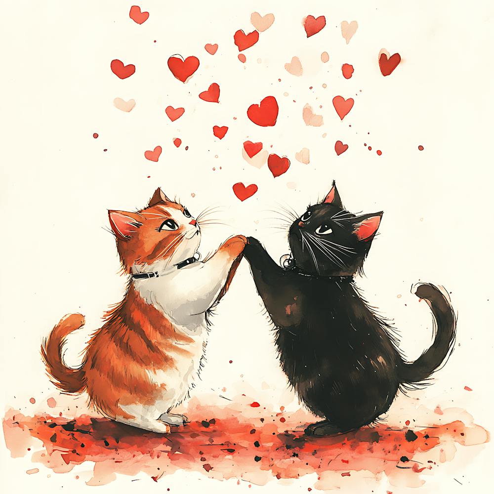 Dancing Cats Under Falling Heart 7