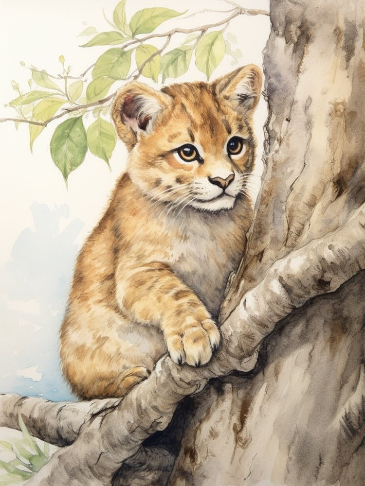 Storybook Animal Watercolour Cougar 2