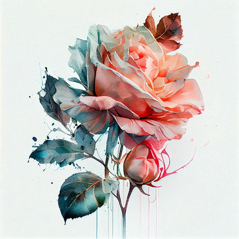 Watercolor Pink Rose