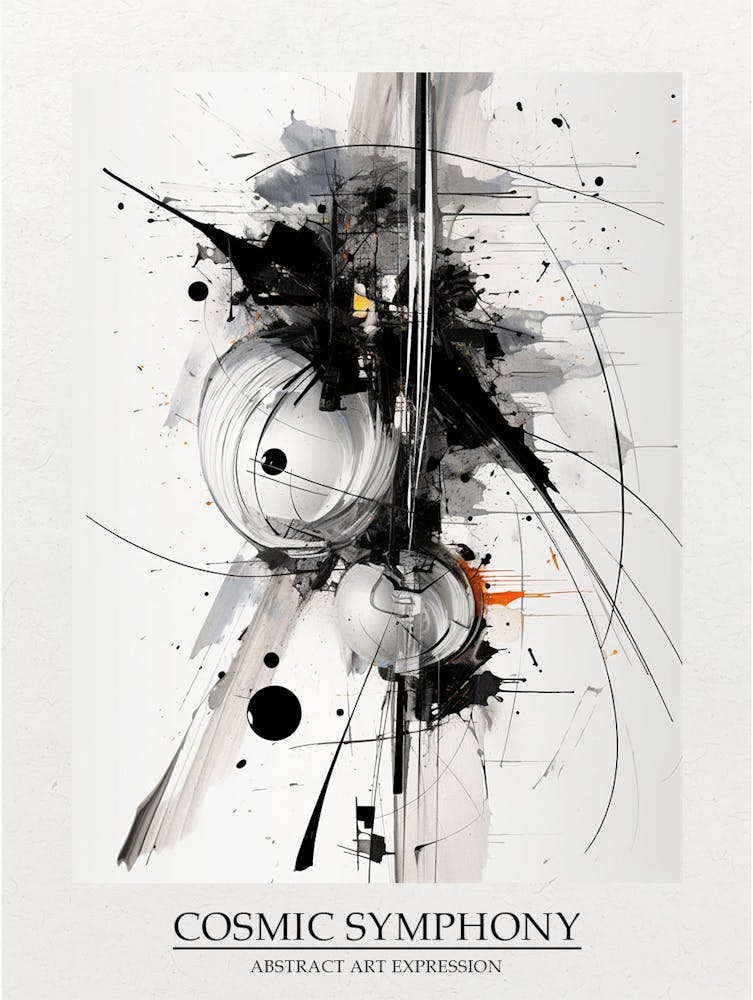 Cosmic Symphony Abstract Black And White 2 Poster