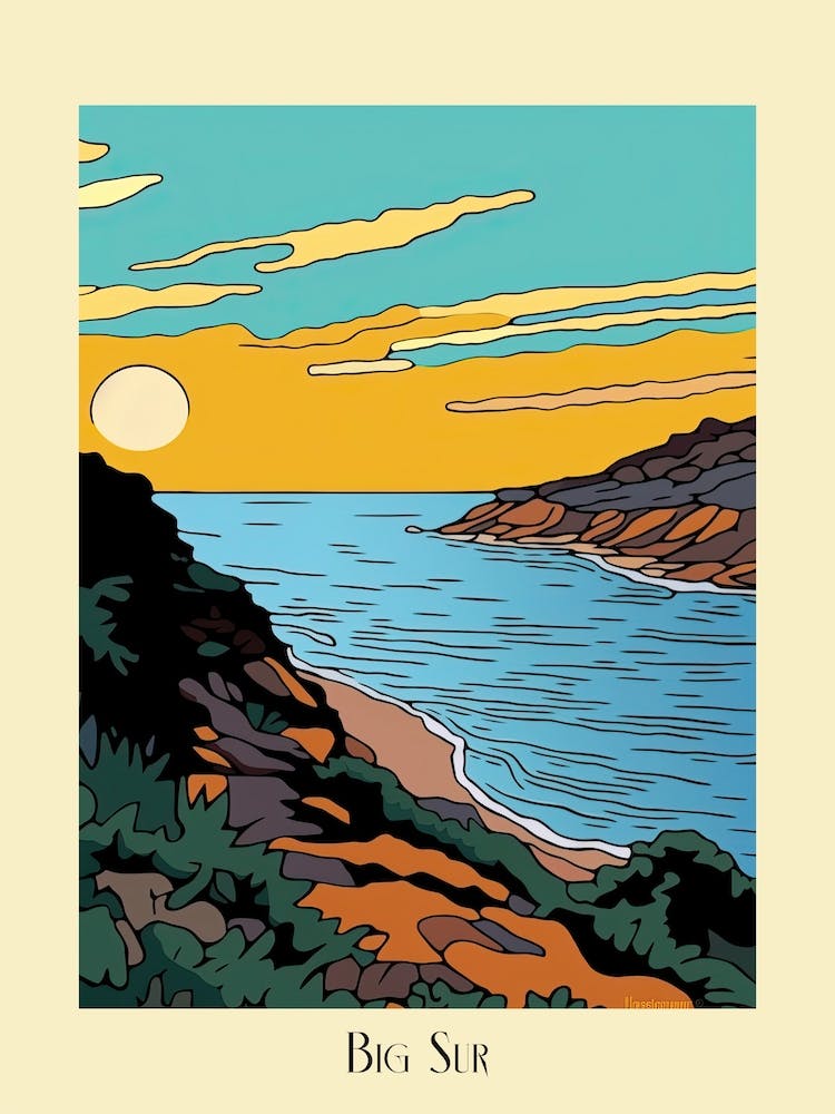 Poster Of Minimal Design Style Of Big Sur California, Usa 1
