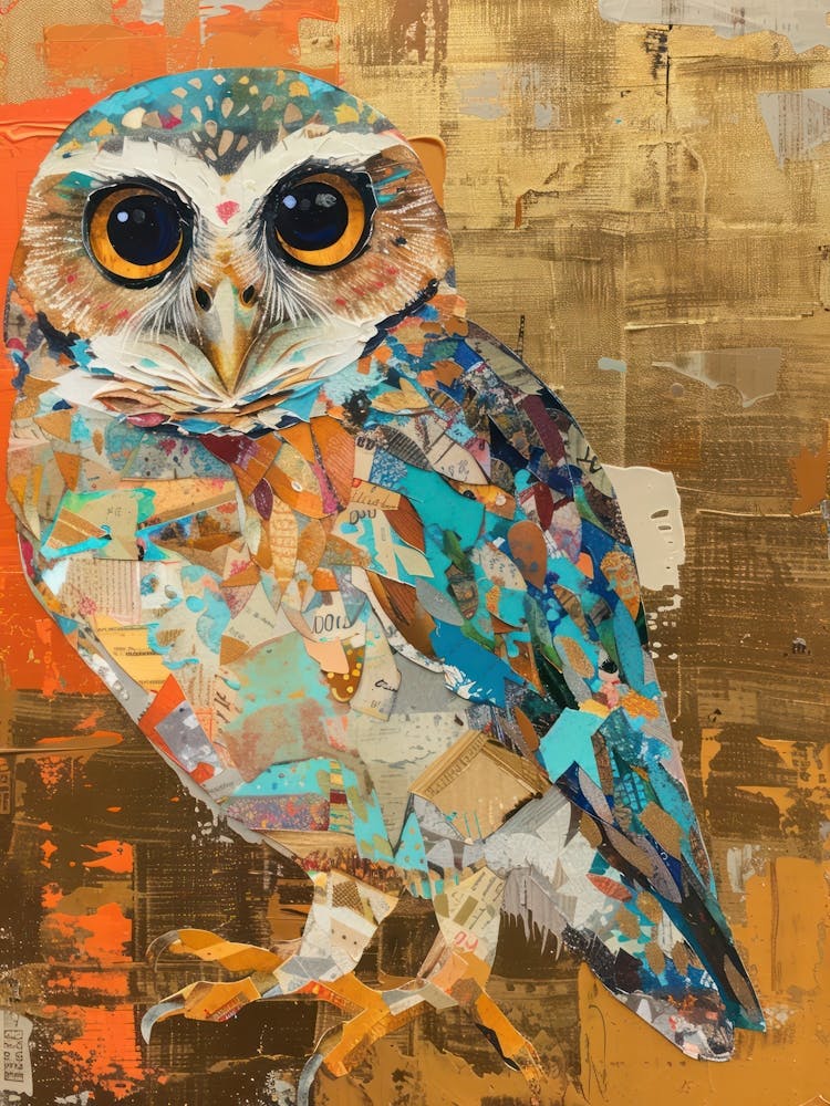 Baby Owl Gold Effect Collage 2