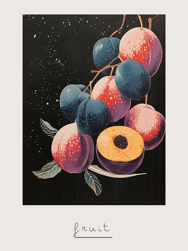Art Deco Inspired Fruit On The Branch Poster