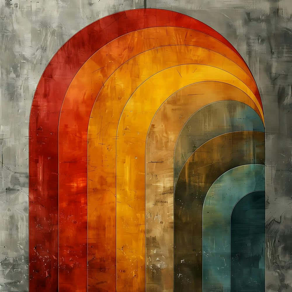 Abstract Rainbow Arch Design With Textured Background