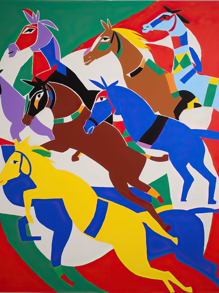 Horse Racing In The Style Of Matisse 4