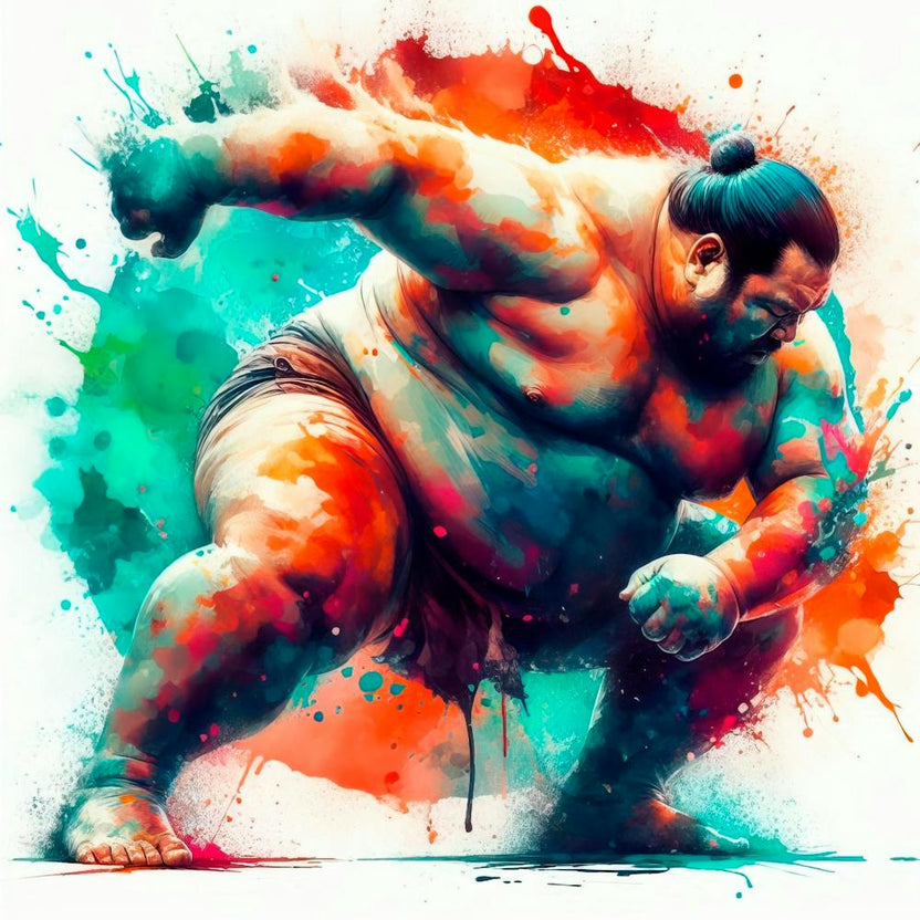 Japanese Sumo Wrestler In Watercolor 1