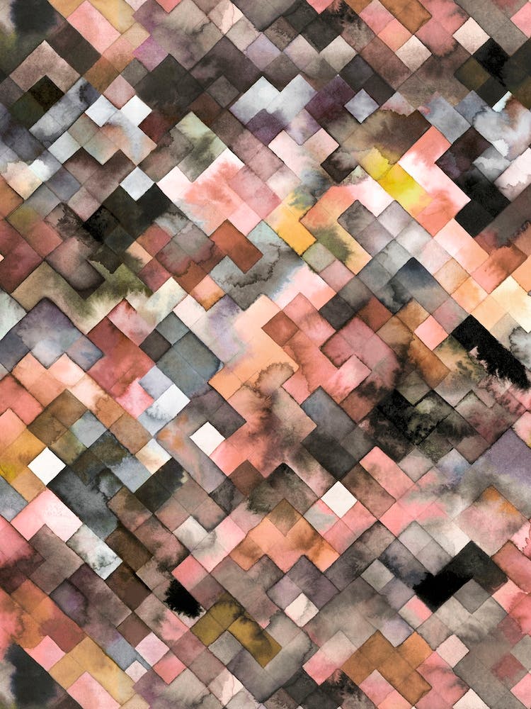 Géométrie Sombre Brun Rustique