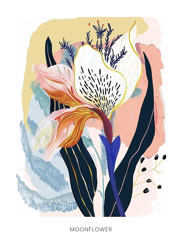 Colourful Flower Illustration Poster Moonflower 3