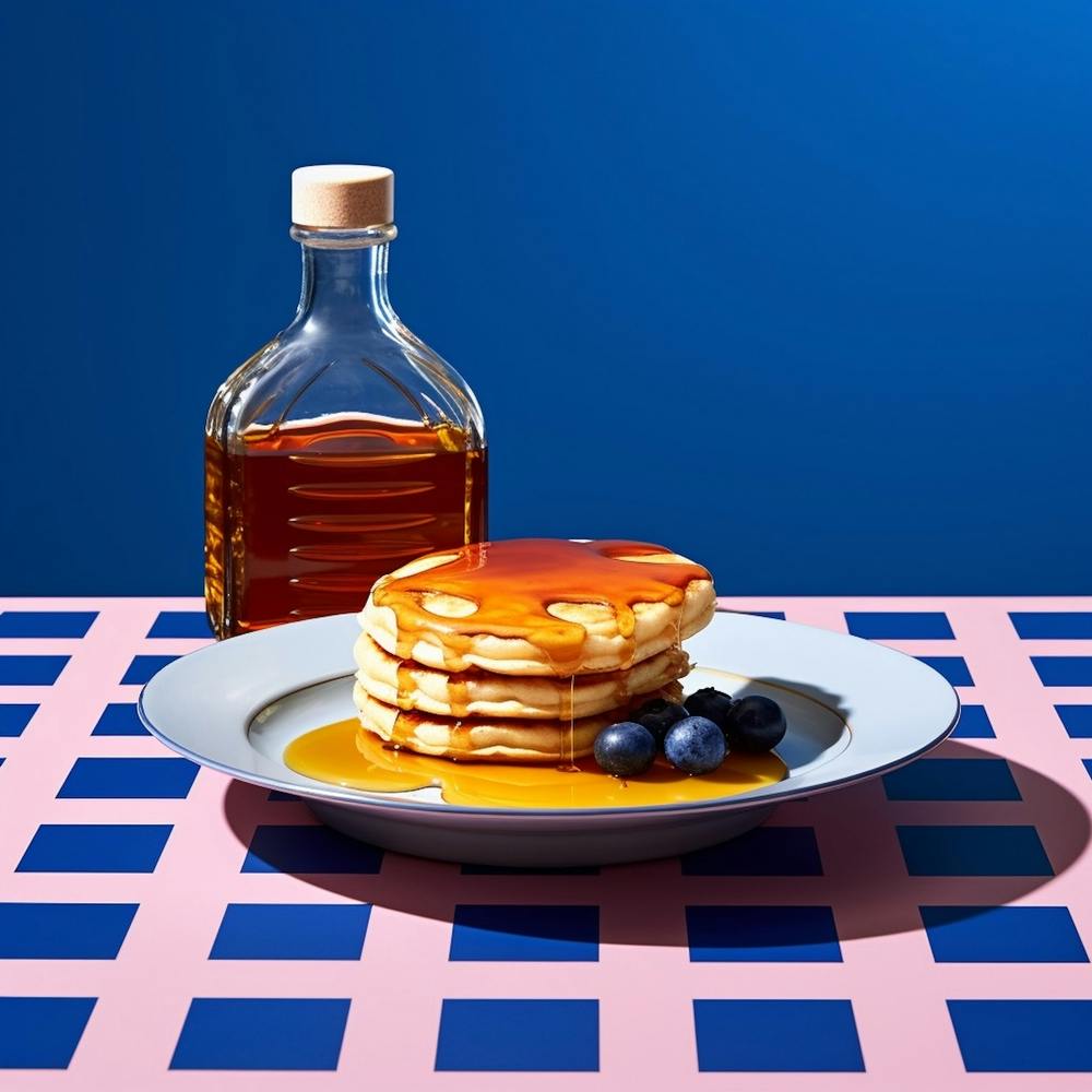Pancakes Pop Art Blue Checkerboard 2