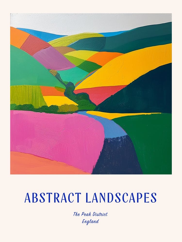 Colourful Abstract The Peak District England 4 Poster Blue