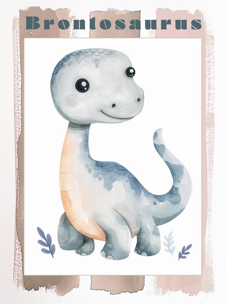 Sweet Brontosaurus Dinosaur Watercolour 1 Poster