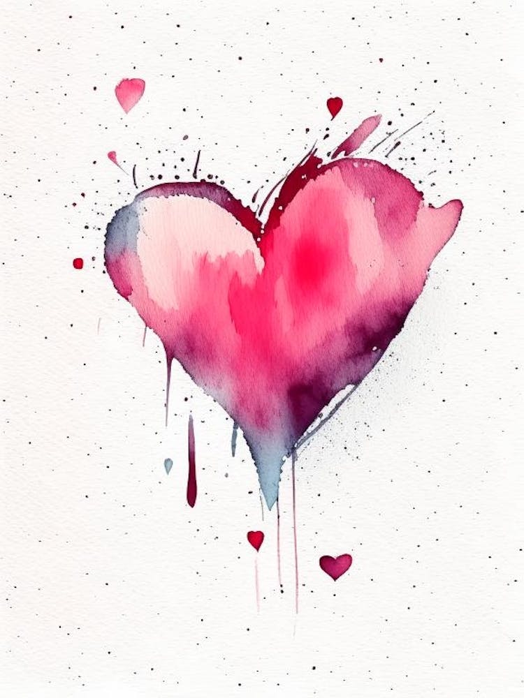 Abstract Heart Symbol Minimal Watercolour