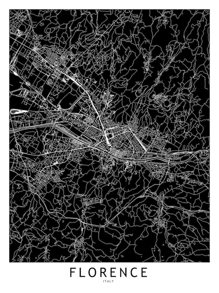 Florence Black And White Map