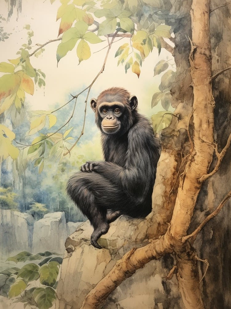 Storybook Animal Watercolour Bonobo 3