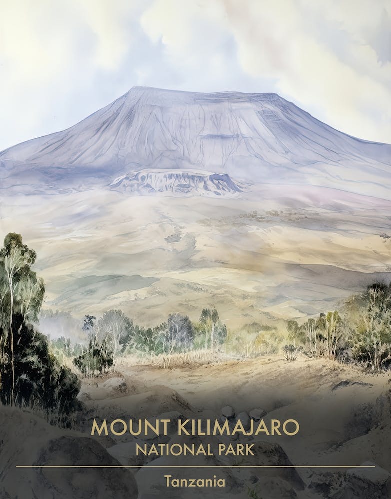Mount Kilimajaro National Park Tanzanie Aquarelle 1
