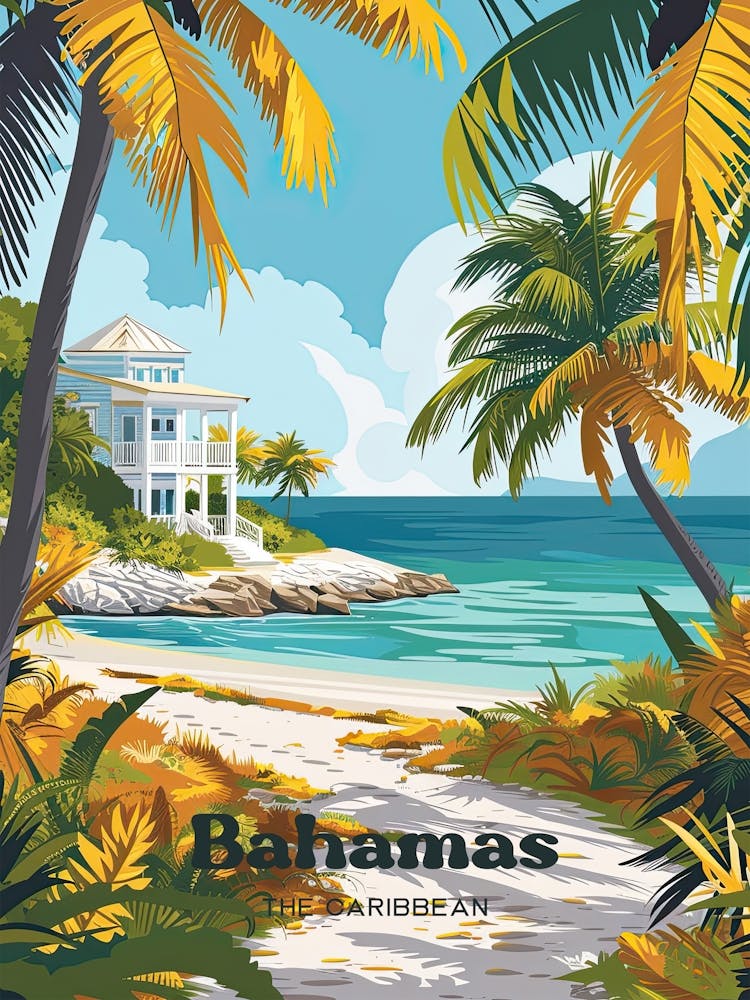 The Bahamas Holiday Digital Travel Illustration