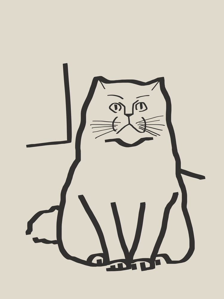 Line Art Cat Drawing 7