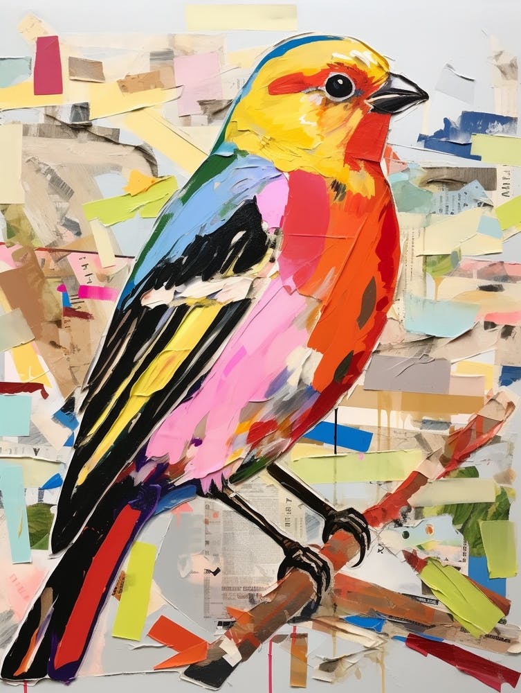Peinture d'oiseau coloré Chardonneret jaune 4