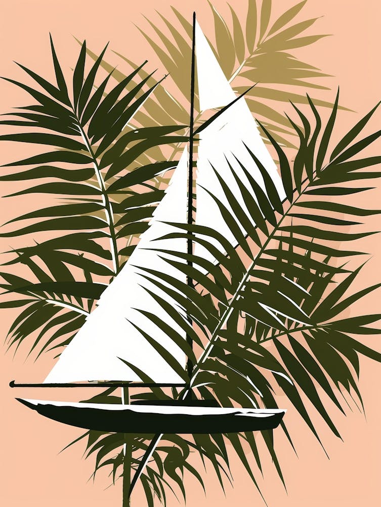 Sailboat With Palm Leaves