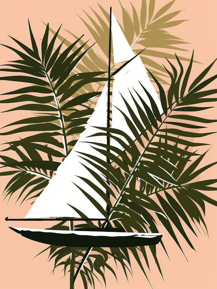 Sailboat With Palm Leaves