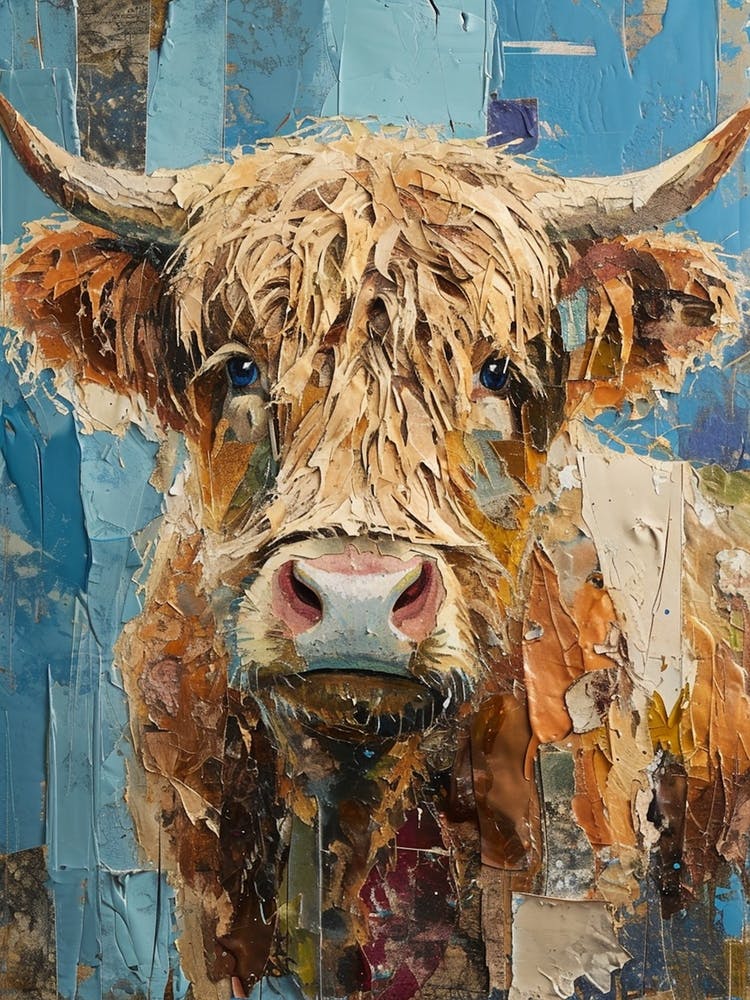 Collage Rétro Vache Highland 1