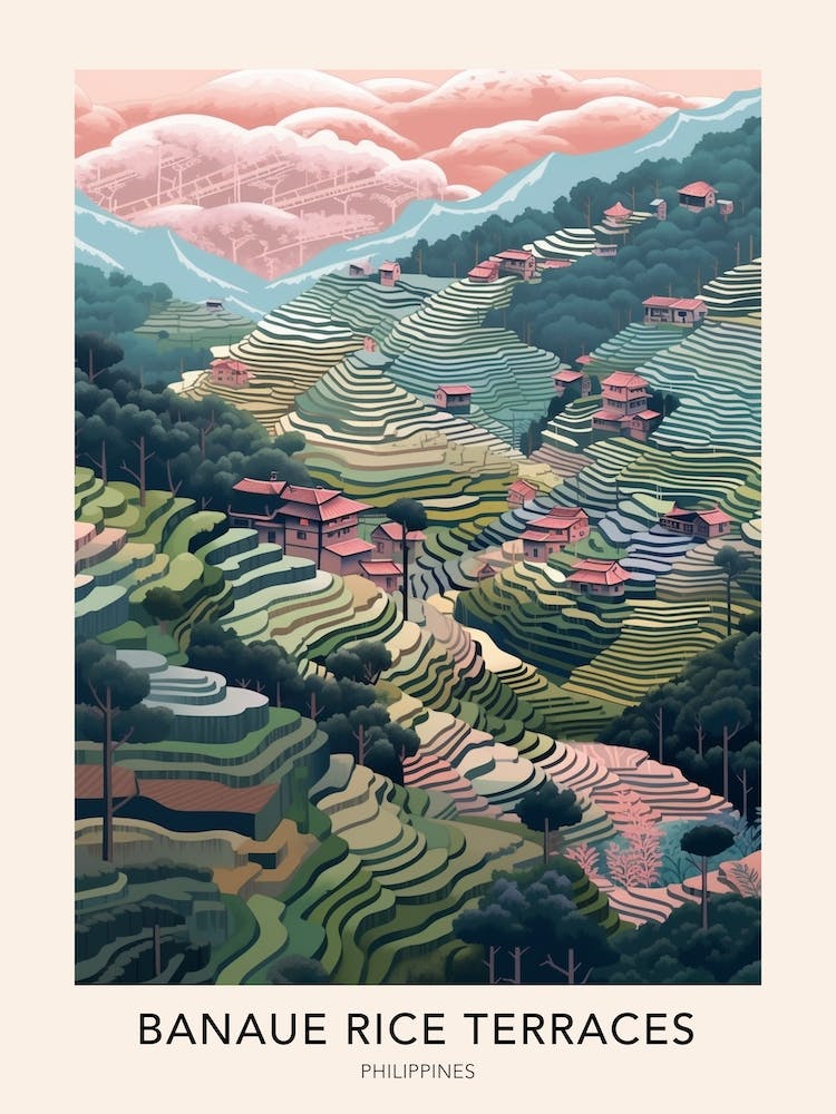 Banaue Rice Terraces Philippines Travel Poster