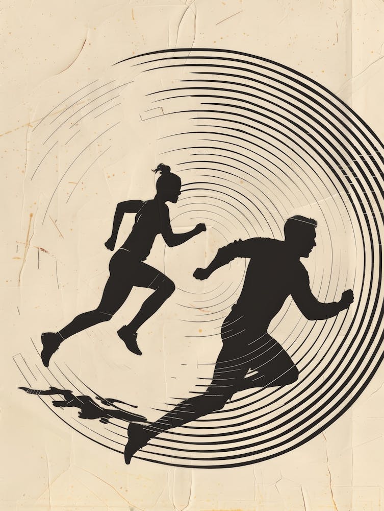 Silhouette Of A Couple Running