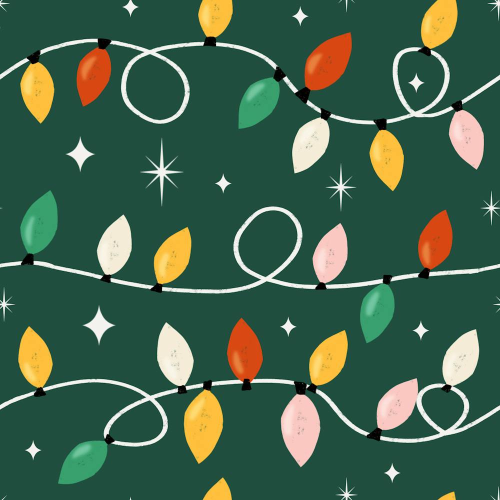 Holiday Christmas Lights Minimal Retro Bold Green