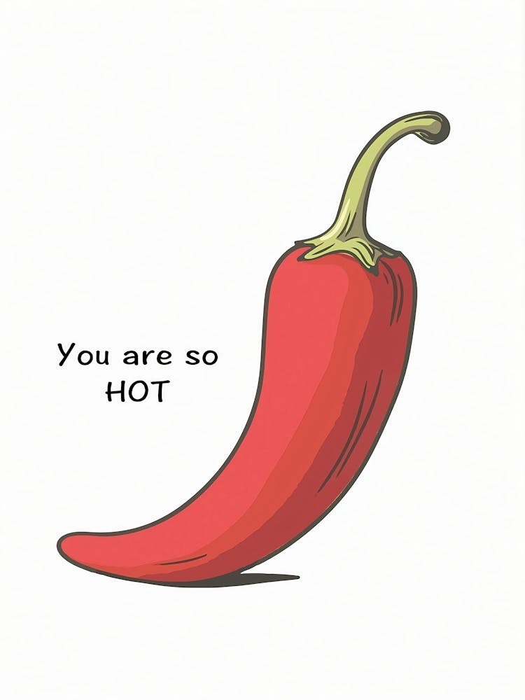 Chilli Pepper Poster, Kitchen Poster, Kitchen Wall Art, Trendy Retro Food Poster, Minimalist Art, Chiles Posters, Spicy Chilli Pepper Prints