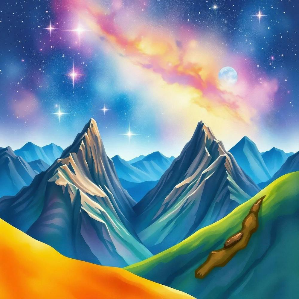 Mountain Landscape With Stars 1