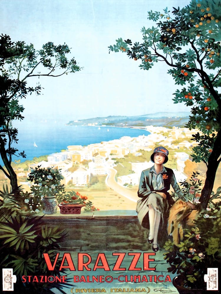 Vaeazze, Savona, Italy, Vintage Travel Poster