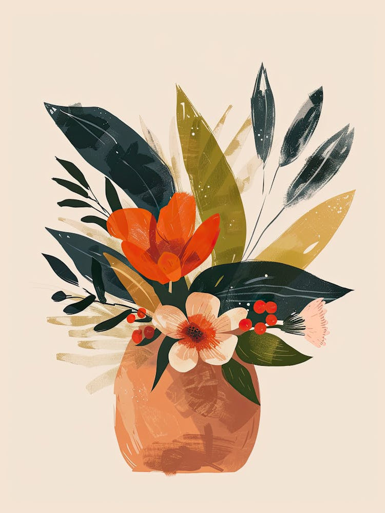 Floral Arrangement In A Vase, Boho, Minimalism
