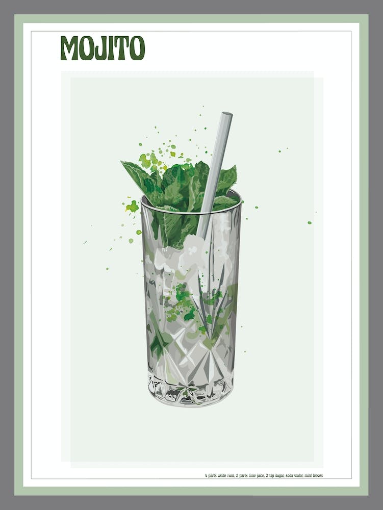 Mojito Splatter Cocktail Print