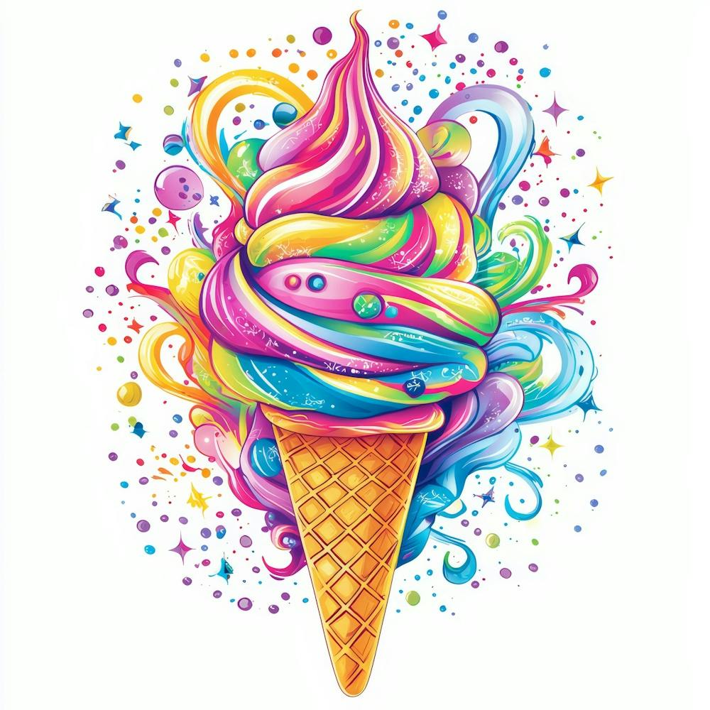 Cornet de glace arc-en-ciel