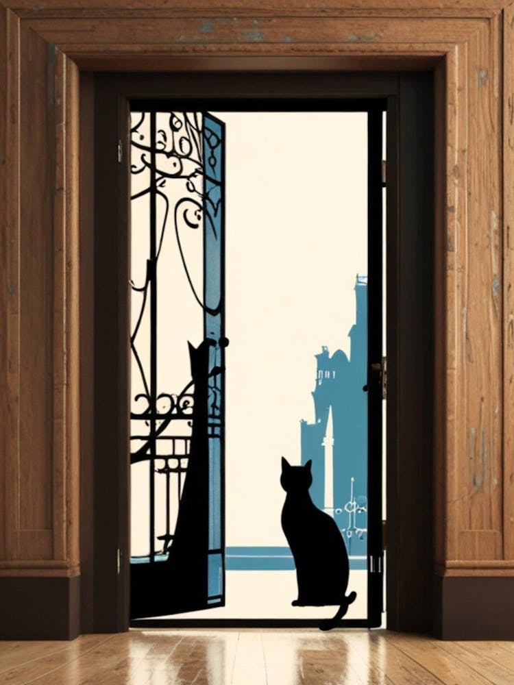 Cat On The Door