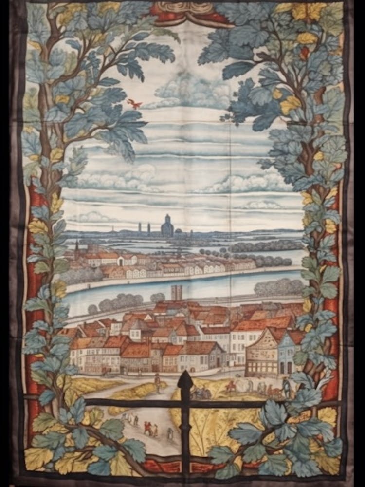 Window View Of Copenhagen Denmark In The Style Of William Morris 1