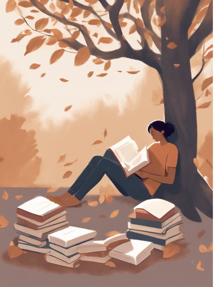 Illustration Of A Girl Reading A Book