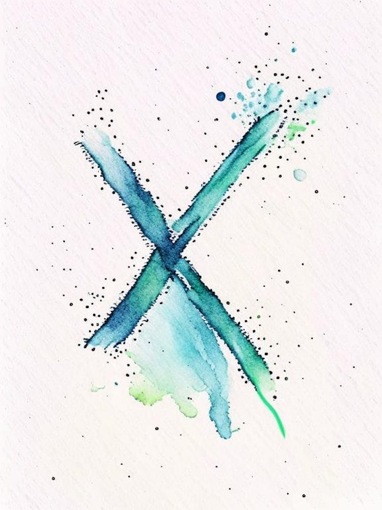 X  Letter, Alphabet Minimalist Watercolour 8