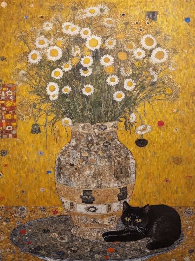 Queen With A Cat 4 Art Nouveau Klimt Style
